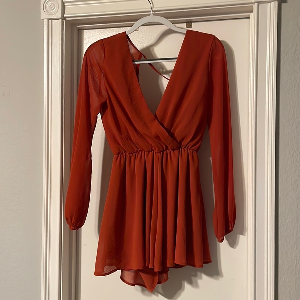 Orange Sheer Romper